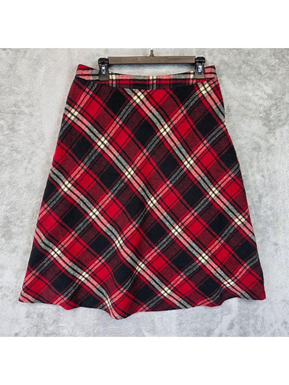 Dennis Basso Skirt Womens 8 Red Plaid Flannel A Line Knee Length Lined Work